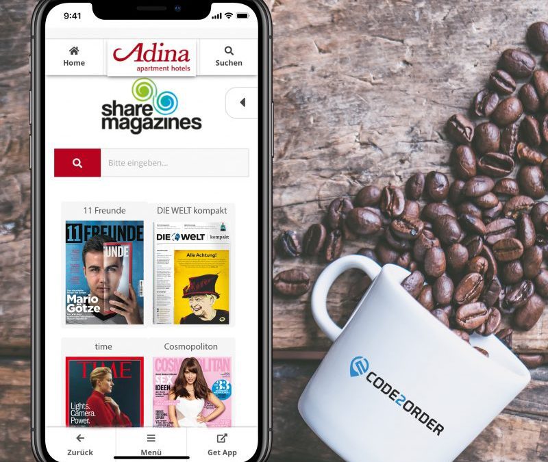 Digitaler Gästeservice in Hotels: CODE2ORDER und sharemagazines bündeln ihr Angebot